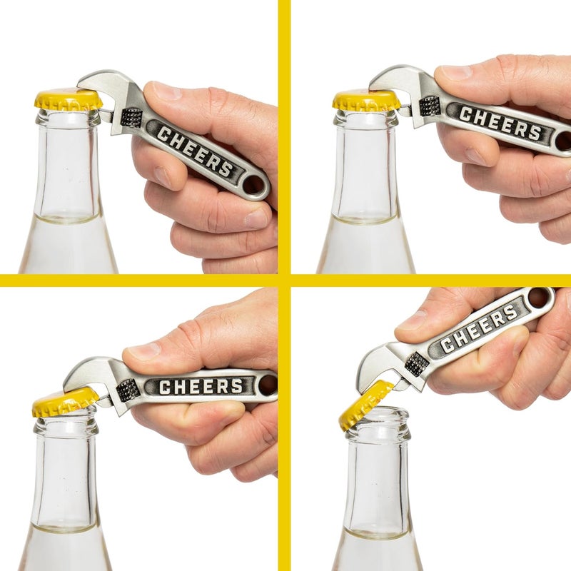 Itera Wrench Bottle Opener - Heavy Duty Beer & Soda Cap Opener - Unique Bar Tool Gift for Men - Multitool Kitchen Gadget (Antique Silver) - Image 2